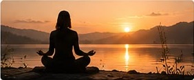 Meditation at sunset