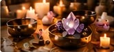 Singing bowls and crystals